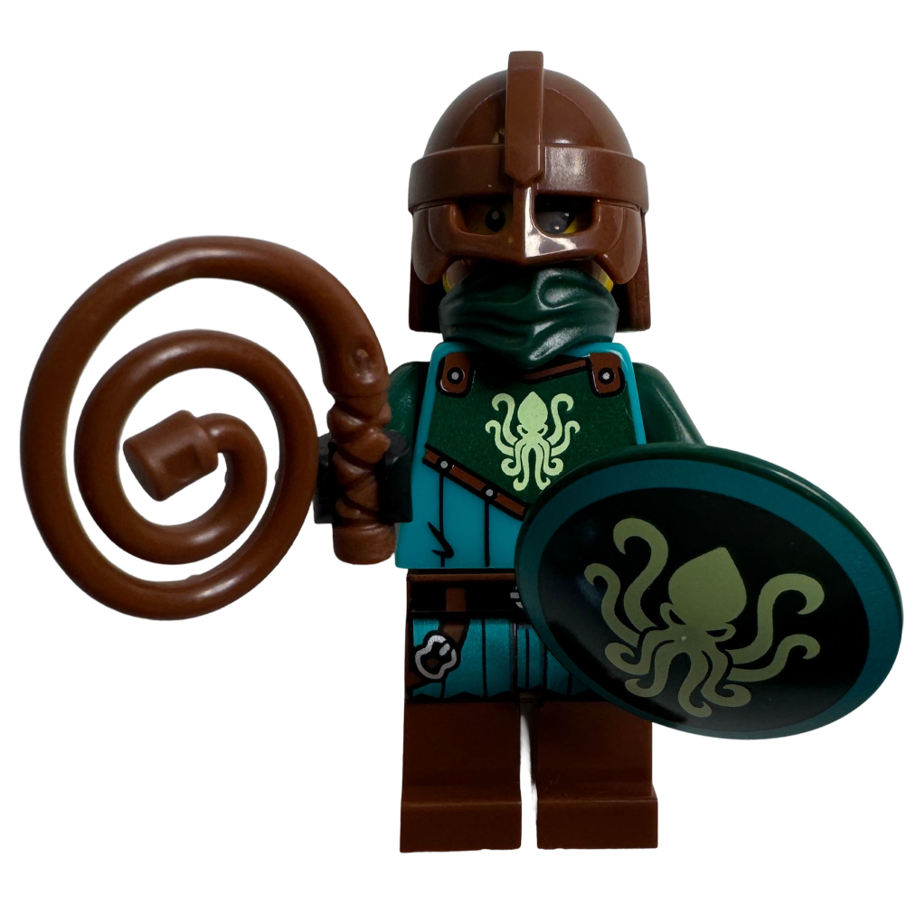 Kraken Warrior Male Minifigure with Shield & Whip (idea229)